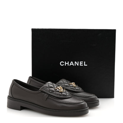 Chanel Lambskin Quilted CC Turnlock Loafers 38.5 Dark Brown 10 of 10