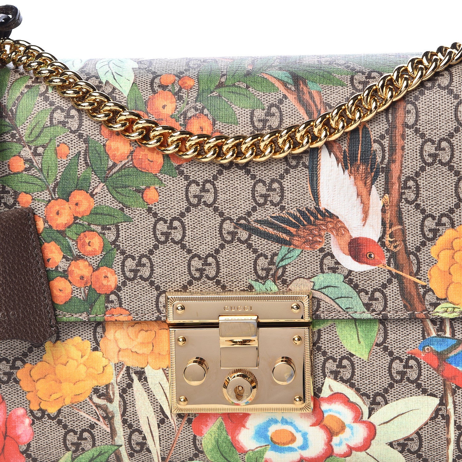Gucci GG Supreme Monogram Tian Medium Padlock Shoulder Bag Beige Multicolor New Acero 12 of 12