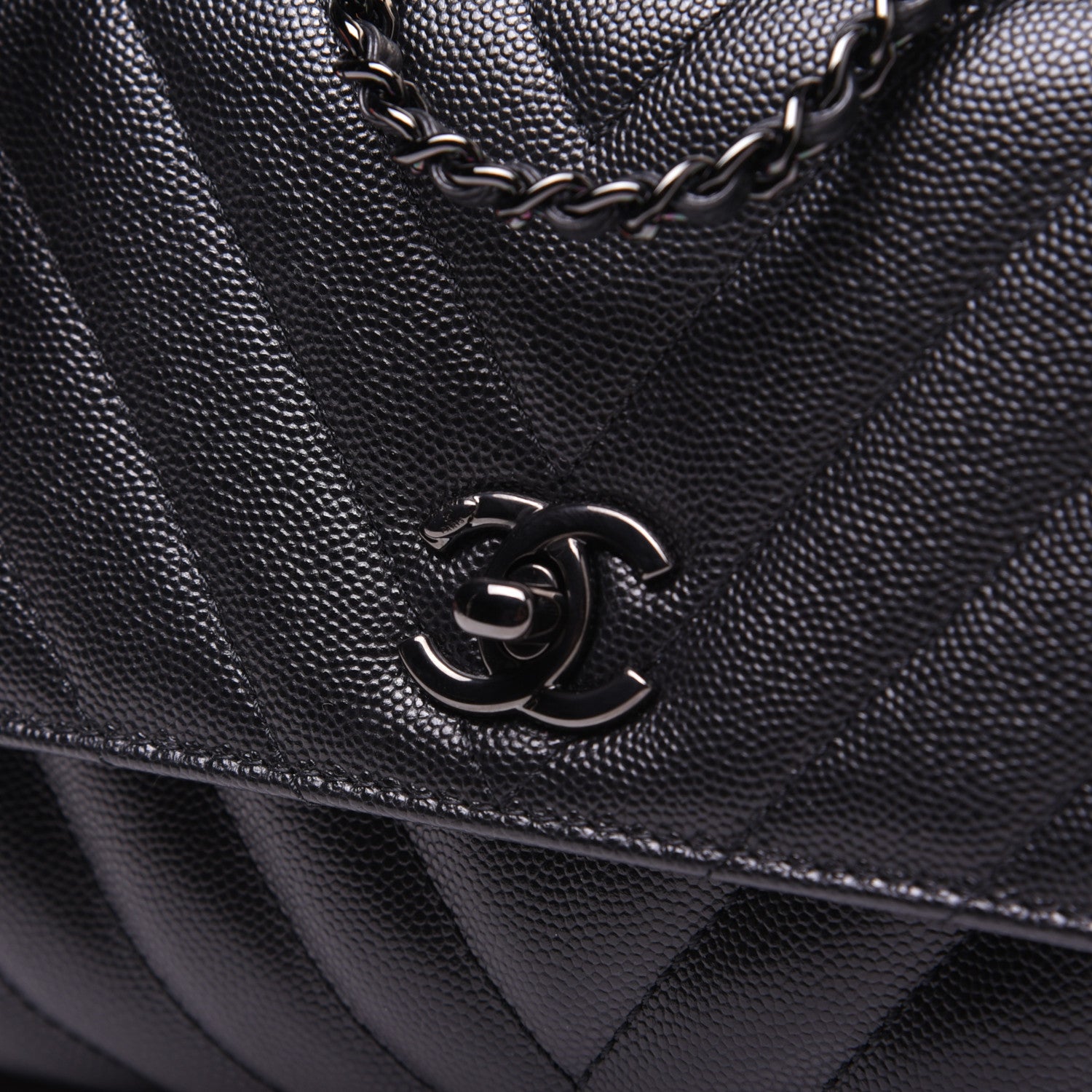 Chanel Caviar Chevron Quilted Mini Coco Handle Flap So Black 12 of 14
