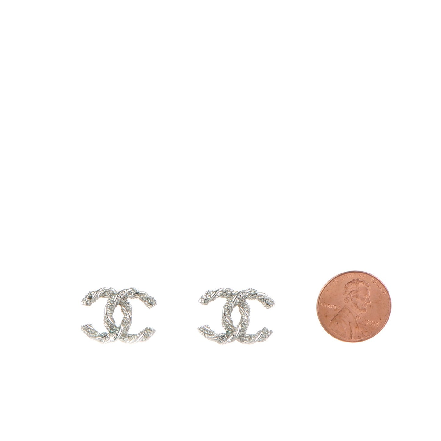 Crystal CC Twisted Earrings Silver