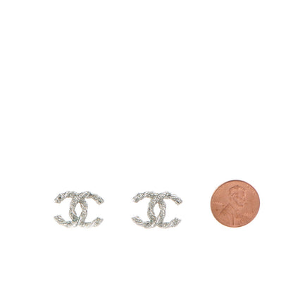 Chanel Crystal CC Twisted Earrings Silver 2 of 6