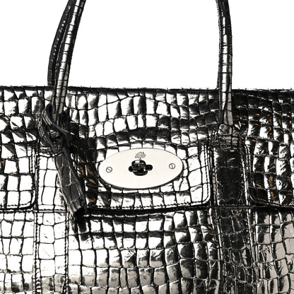 Mulberry Metallic Crocodile Embossed Calfskin Bayswater Silver 7 of 11