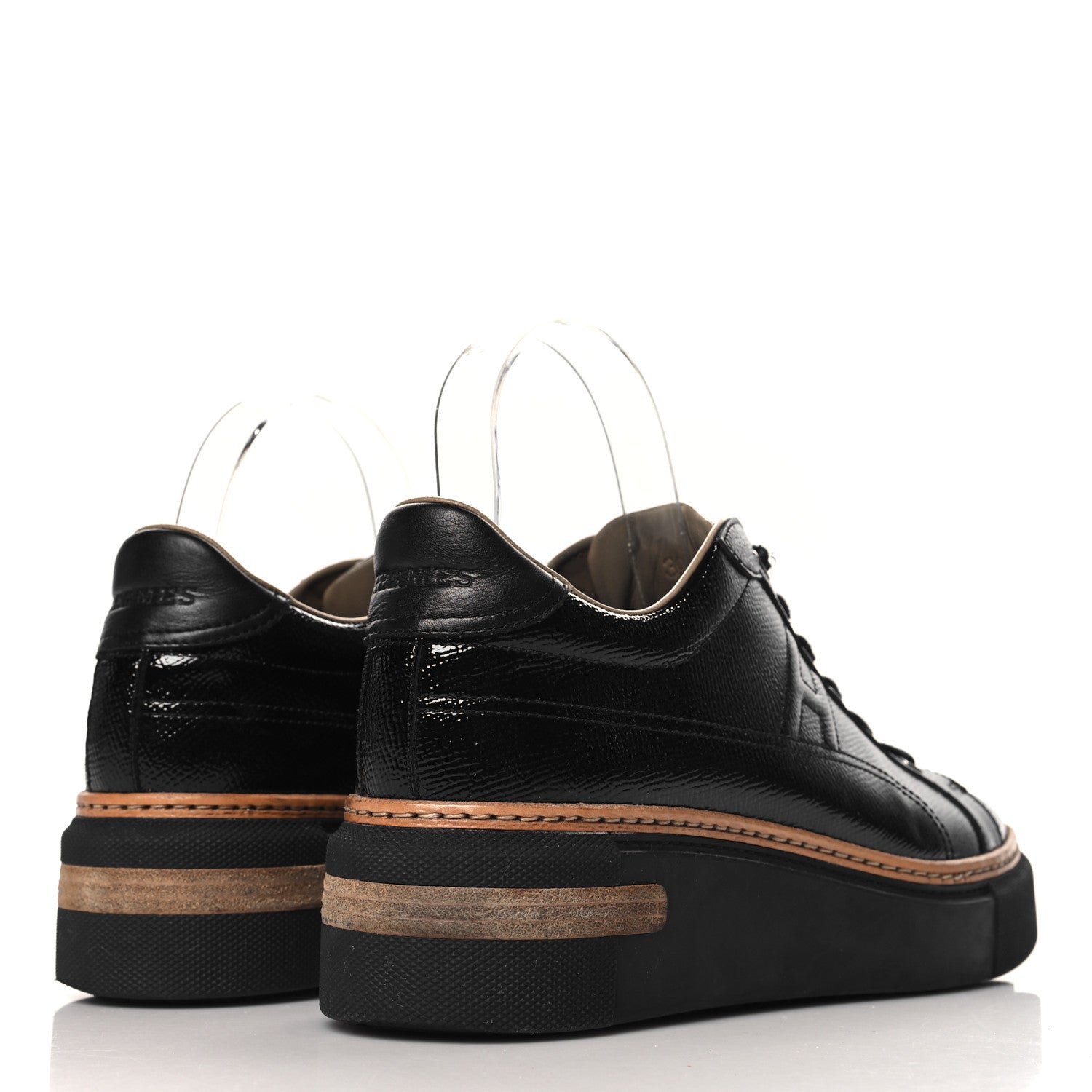Hermes Patent Epsom Womens Polo Sneakers 39 Black 5 of 9