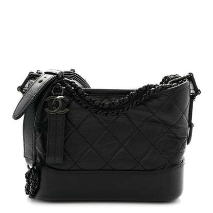 Chanel Aged Calfskin Quilted Small Gabrielle Hobo So Black 1 of 12