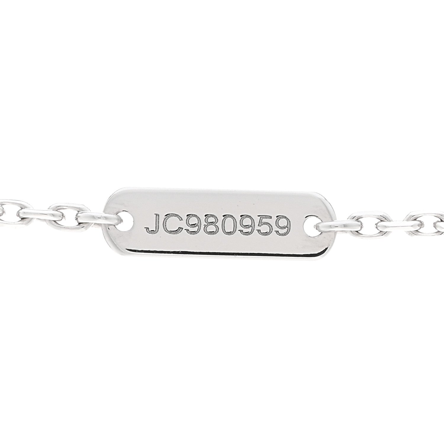 Van Cleef & Arpels 18K White Gold Diamond Celadon Green Sevres Porcelain Vintage Alhambra Pendant Necklace 4 of 4
