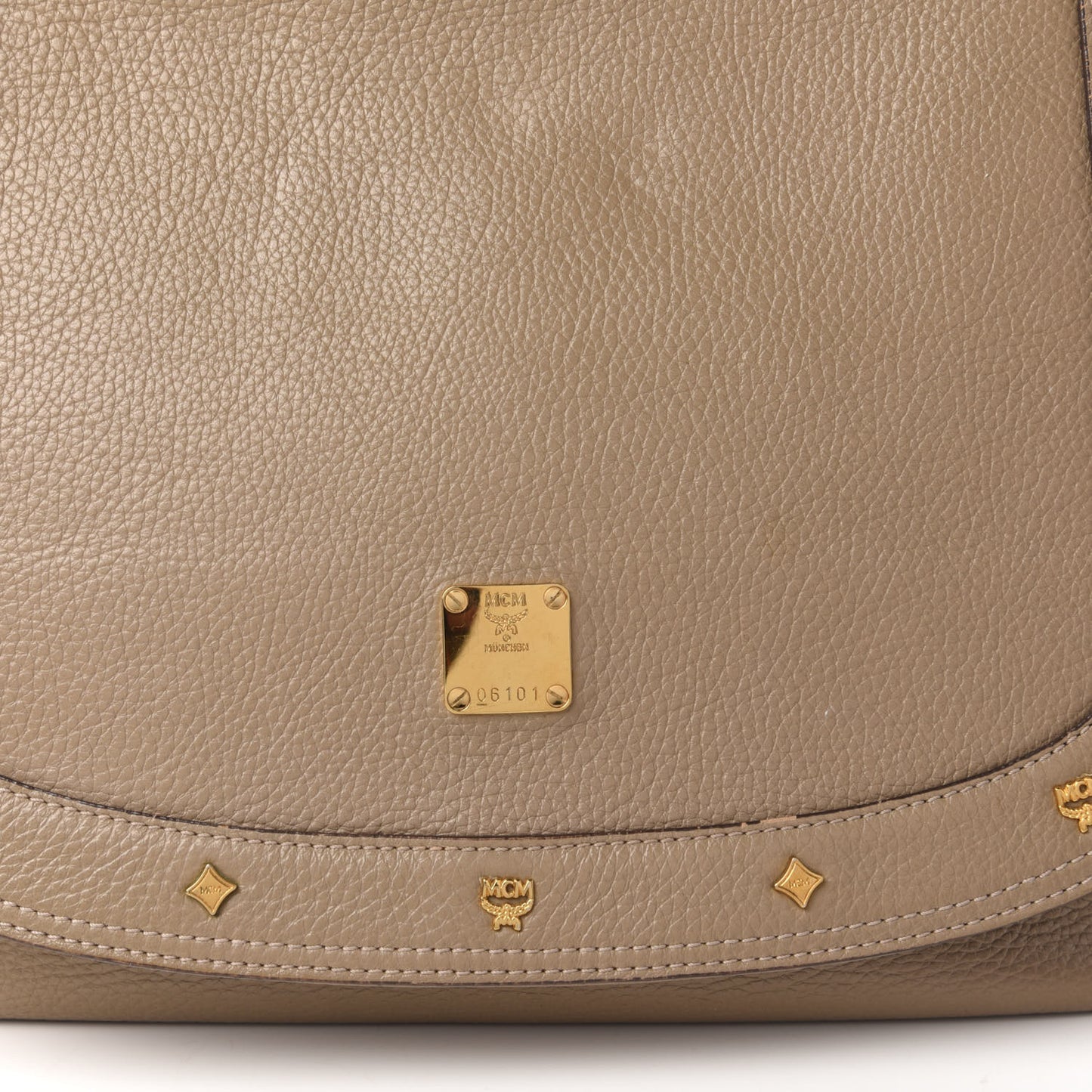 Calfskin Studded Shoulder Bag Beige