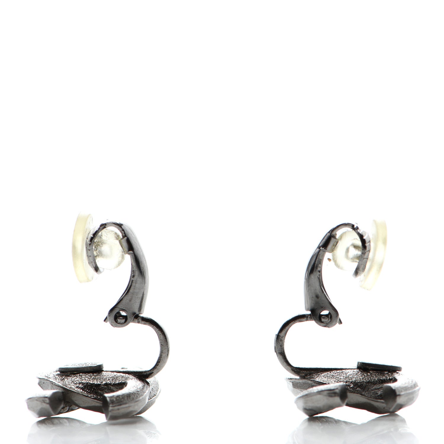 Chanel Crystal CC Clip on Earrings Ruthenium 3 of 4