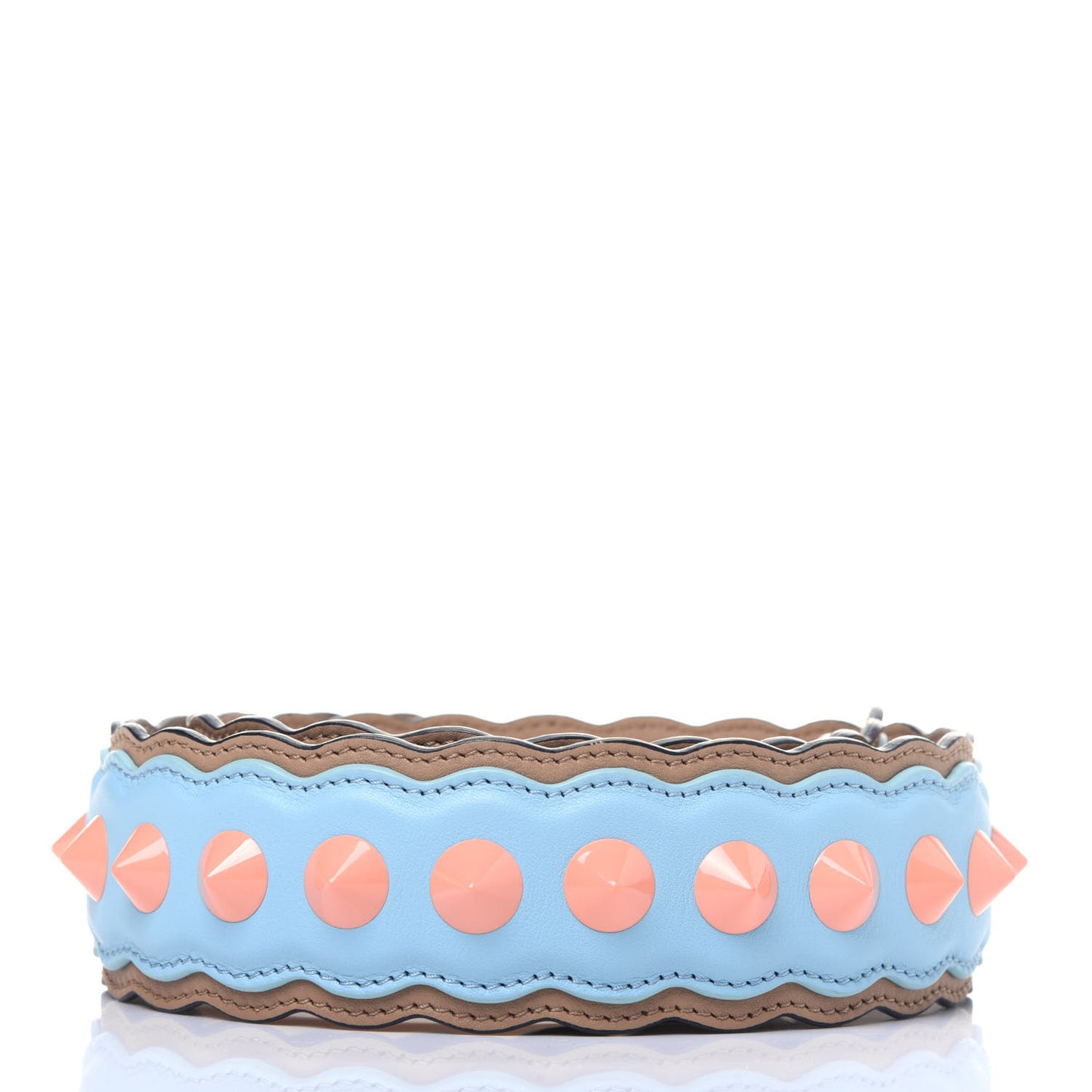 Vitello Dolce Scalloped Spike Studded Strap You Blue Brown