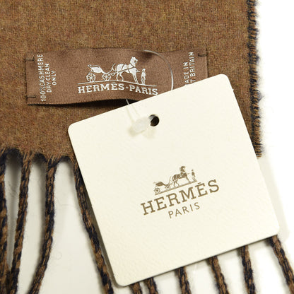 Hermes Cashmere Casaque Chevron Muffler Camel Marine 3 of 4