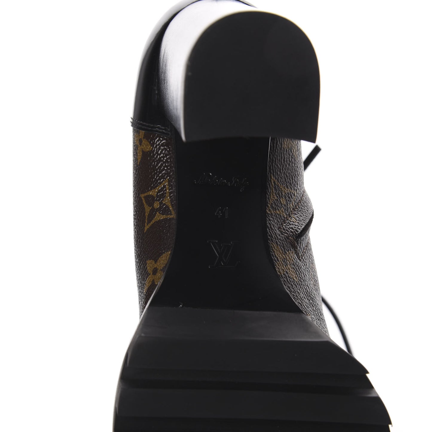 Patent Calfskin Monogram Star Trail Ankle Boots 41 Black