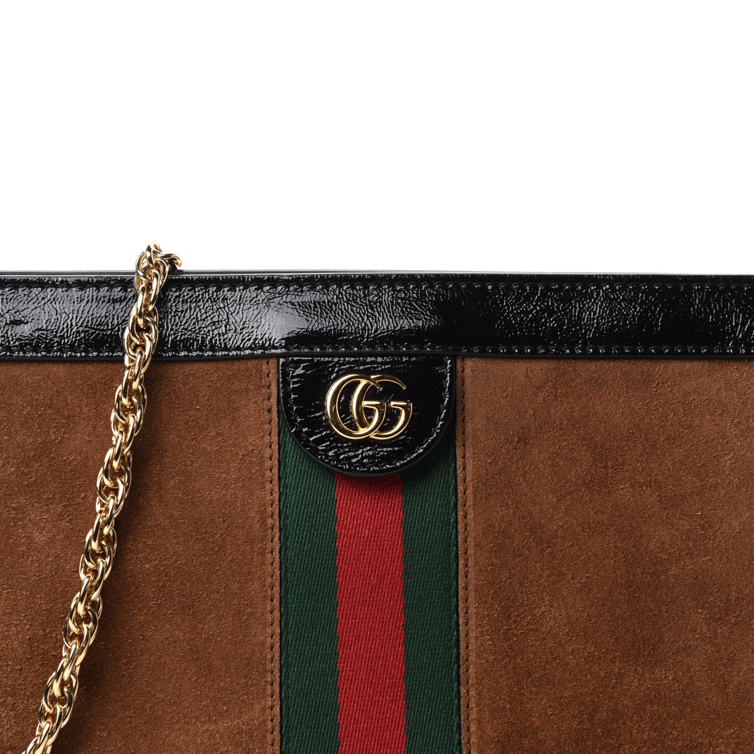 Gucci Suede Patent Web Small Ophidia Chain Shoulder Bag Nocciola Black 10 of 10