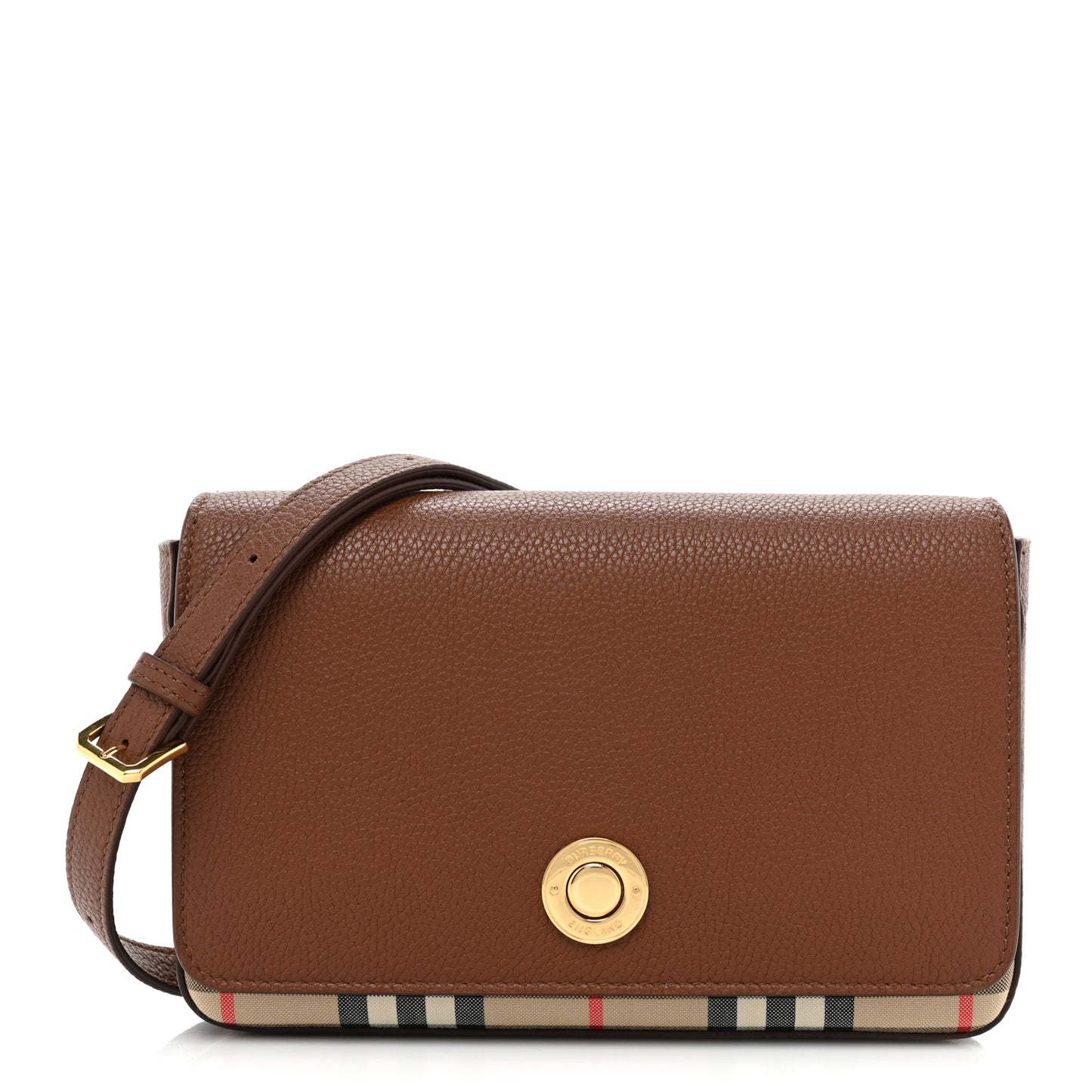 Grainy Calfskin Vintage Check Hampshire Crossbody Archive Beige Tan