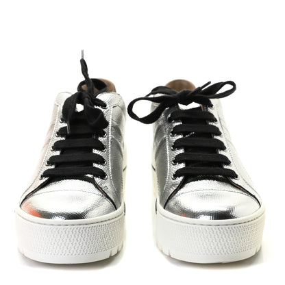 Hermes Metallic Epsom Womens Voltage Sneakers 37 Gris Argente Vieilli Black 4 of 10