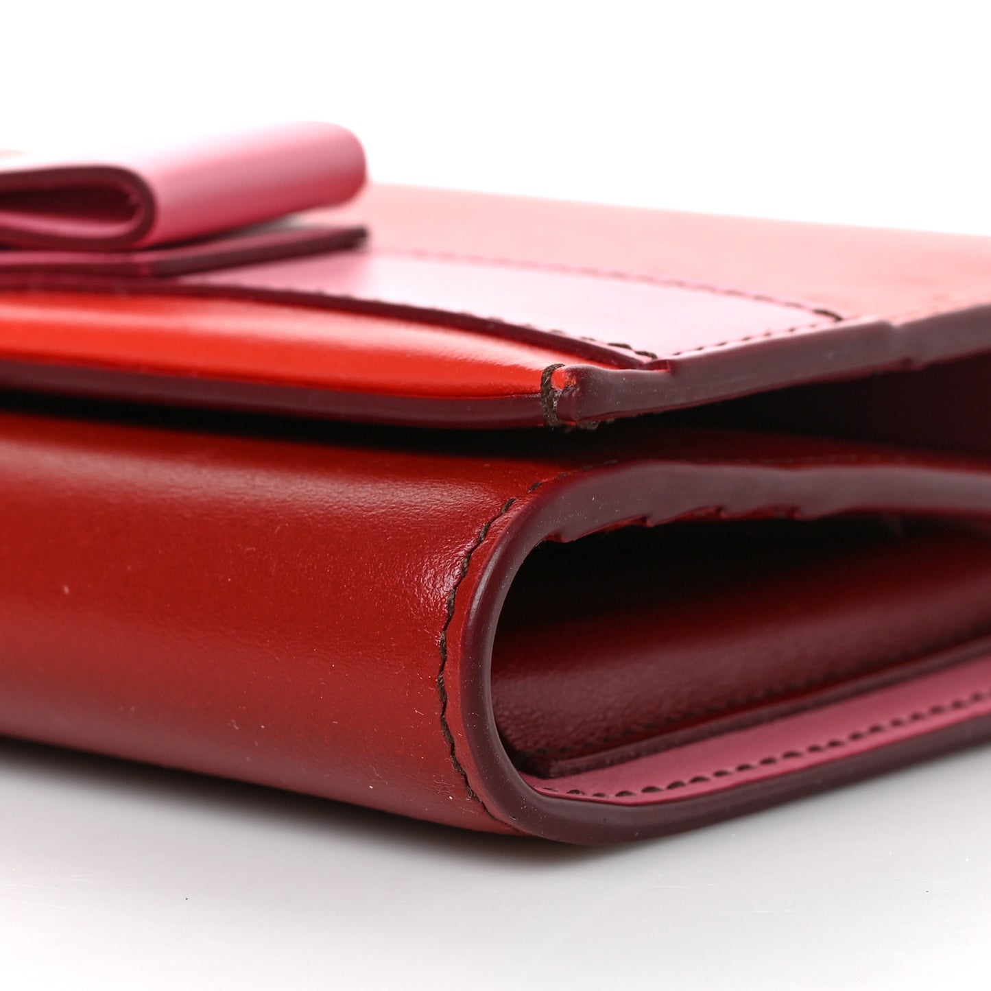 Calfskin Vara Bow Top Handle Wallet On Strap Red Pink