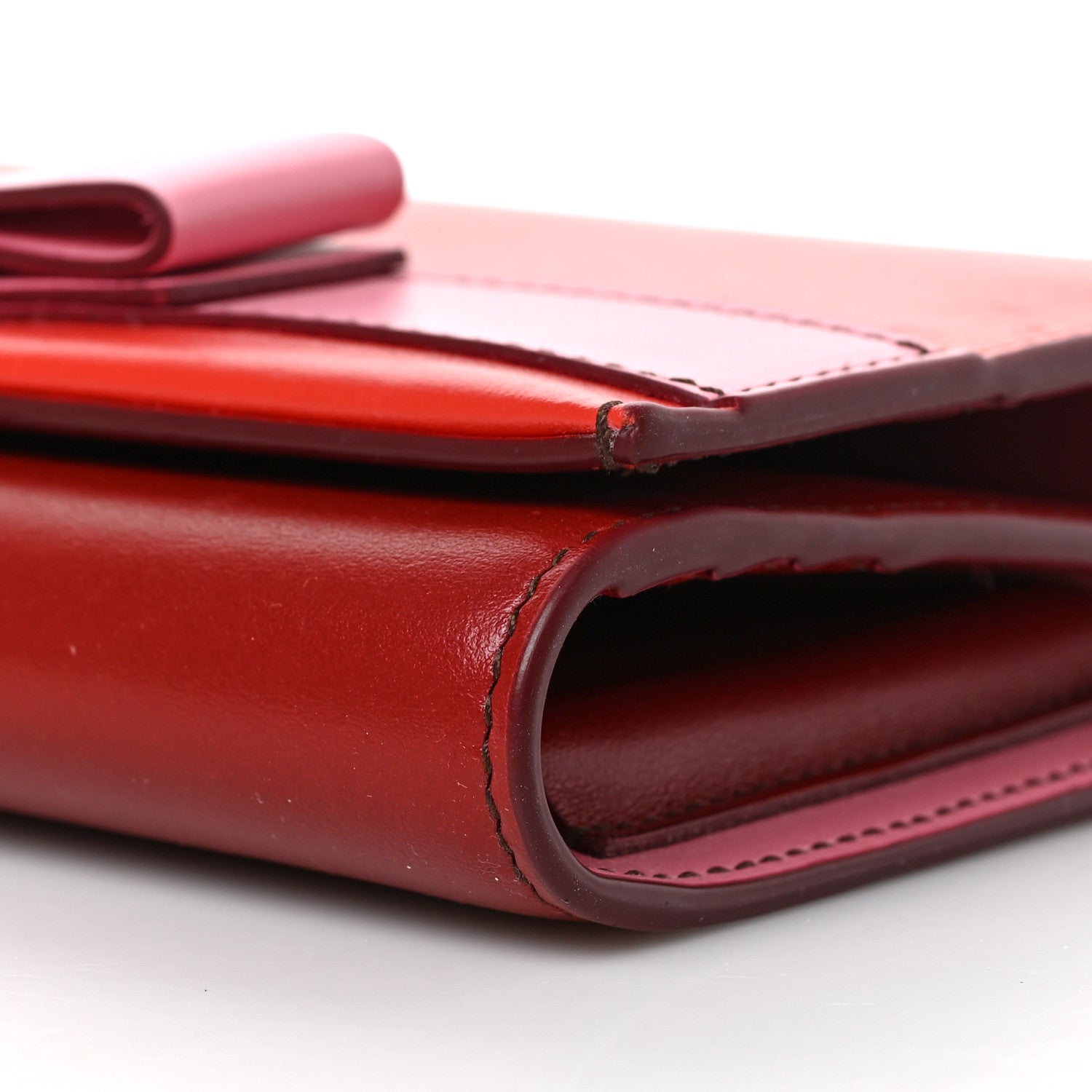 Salvatore Ferragamo Calfskin Vara Bow Top Handle Wallet On Strap Red Pink 6 of 6