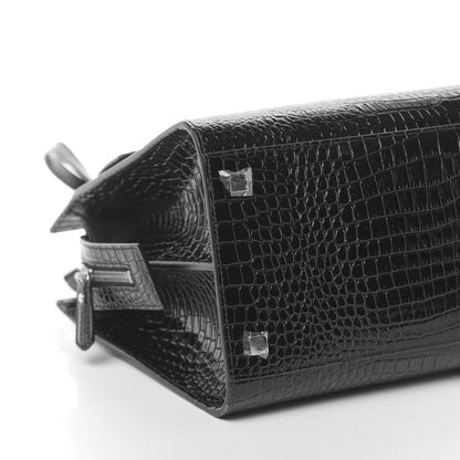 Saint Laurent Croc Calfskin Embossed Medium Uptown Tote Black 10 of 12
