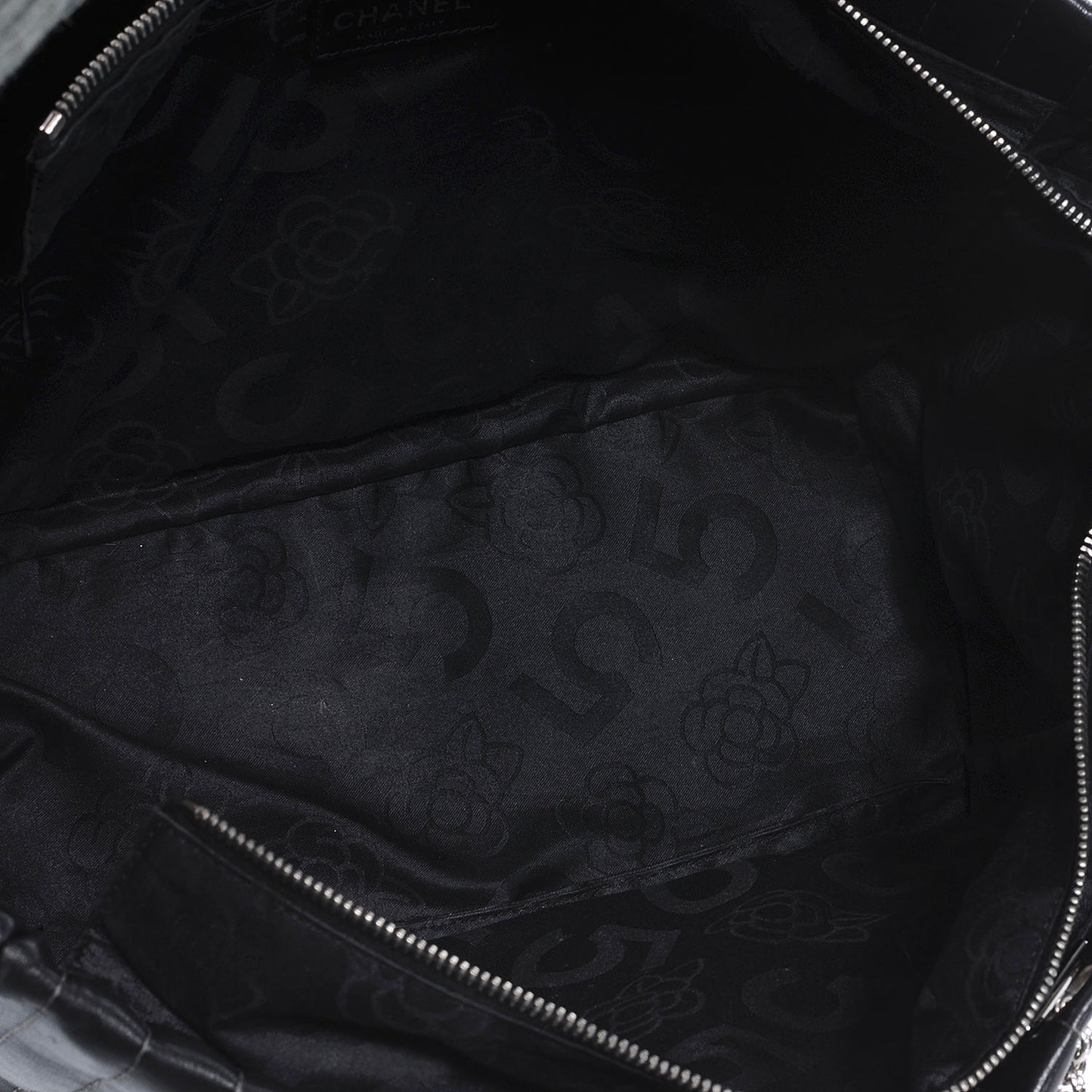 Lambskin Vertical Quilted Large Mademoiselle Tote Black