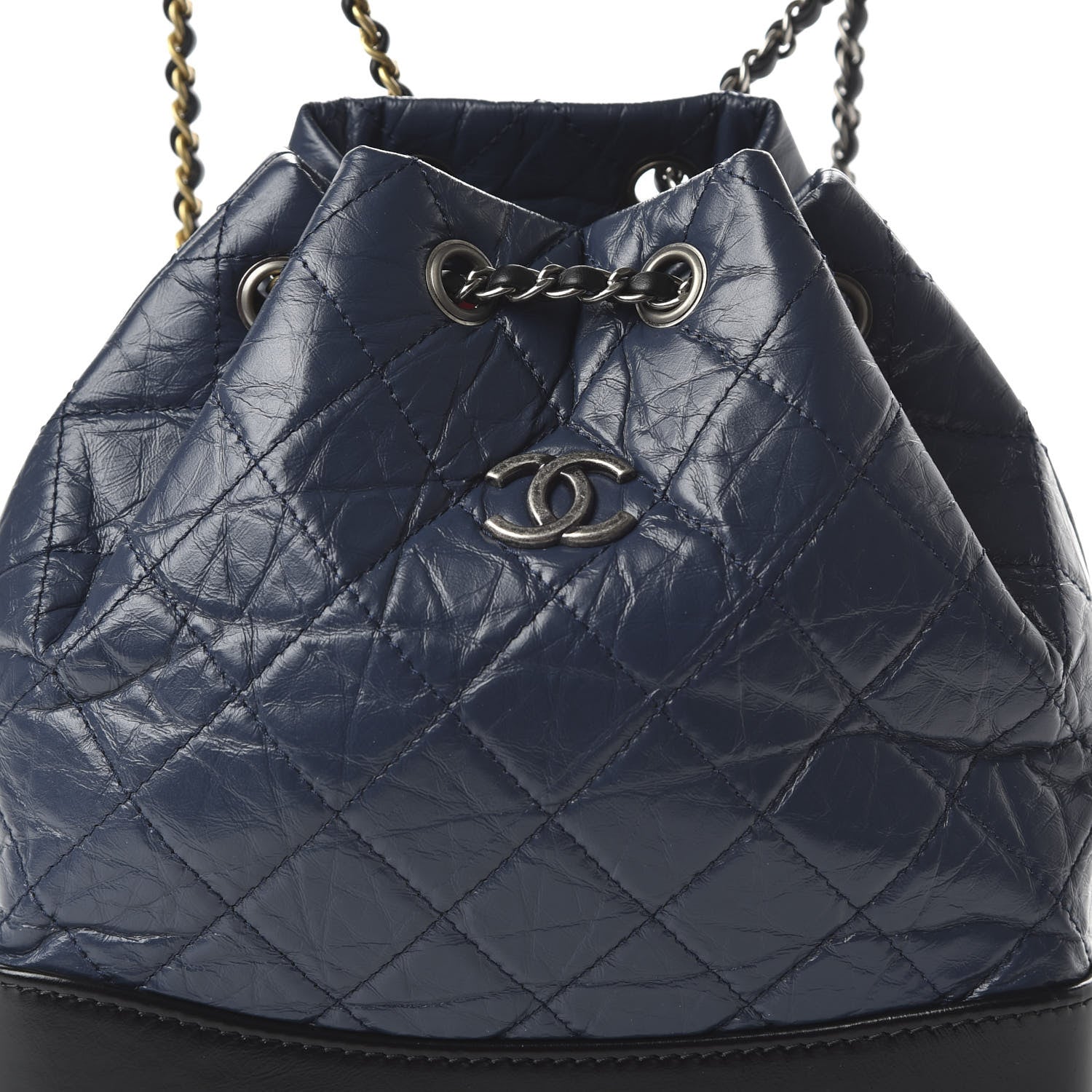Chanel Aged Calfskin Quilted Small Gabrielle Backpack Blue Black 9 of 10