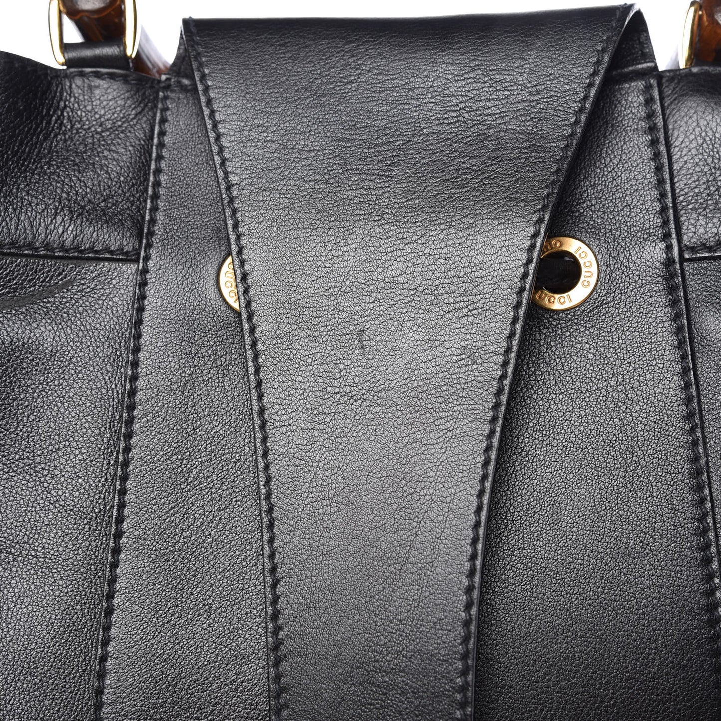 Calfskin XL Bamboo Drawstring Sling Black