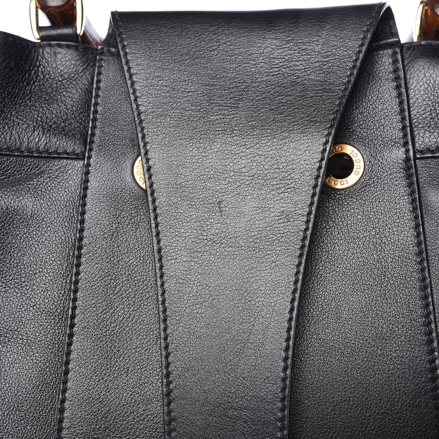 Gucci Calfskin XL Bamboo Drawstring Sling Black 10 of 10