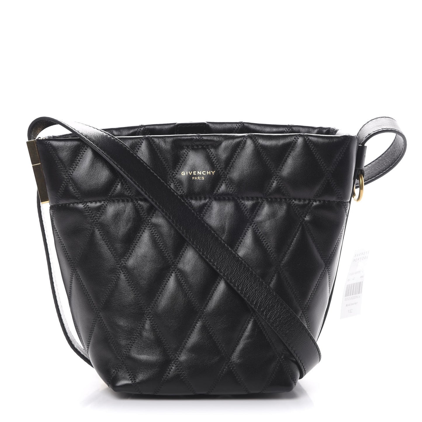 Lambskin Quilted Mini GV Bucket Bag Black