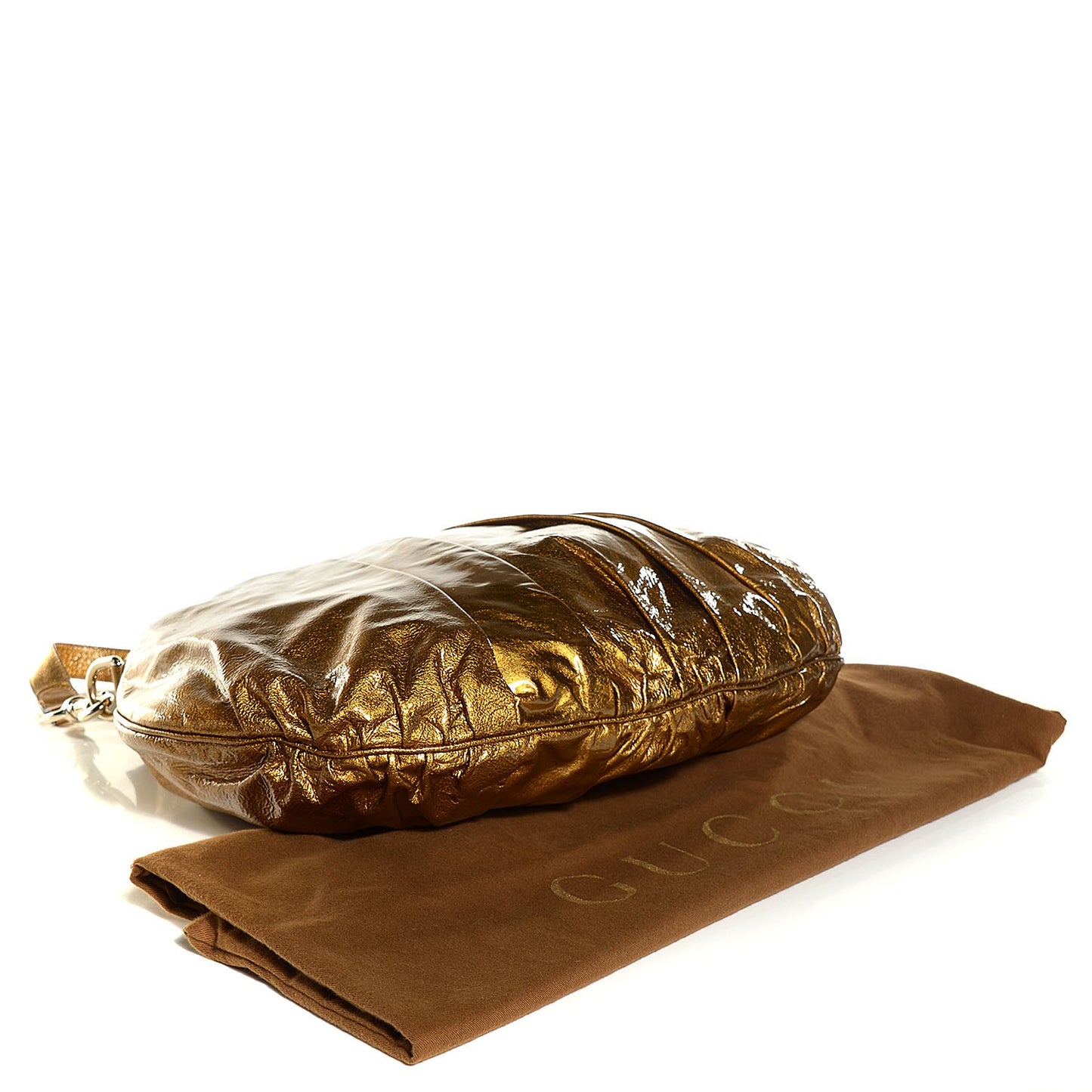 Patent Calfskin Large Hysteria Top Handle Bag Gold