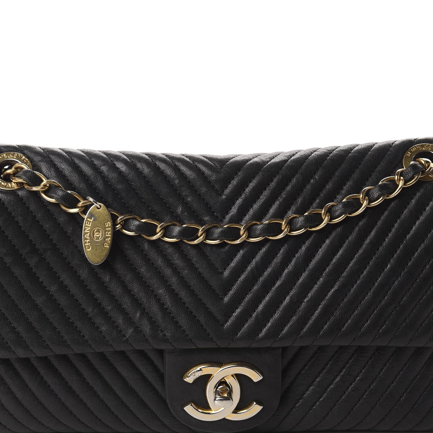 Chanel Calfskin Chevron Quilted Medium Surpique Flap Black 12 of 12