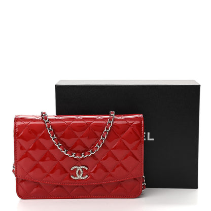 Chanel Patent Quilted Brilliant Wallet On Chain WOC Red 12 of 12