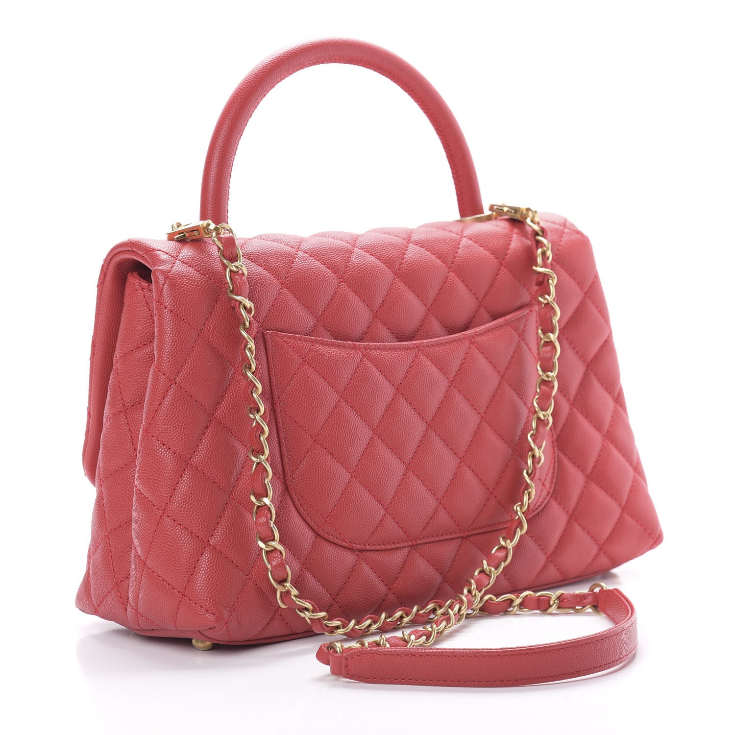 Chanel Caviar Quilted Small Coco Handle Flap Red 3 of 11