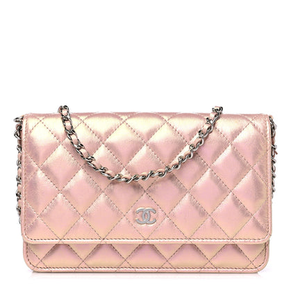 Chanel Iridescent Calfskin Quilted Wallet On Chain WOC Pink 1 of 11