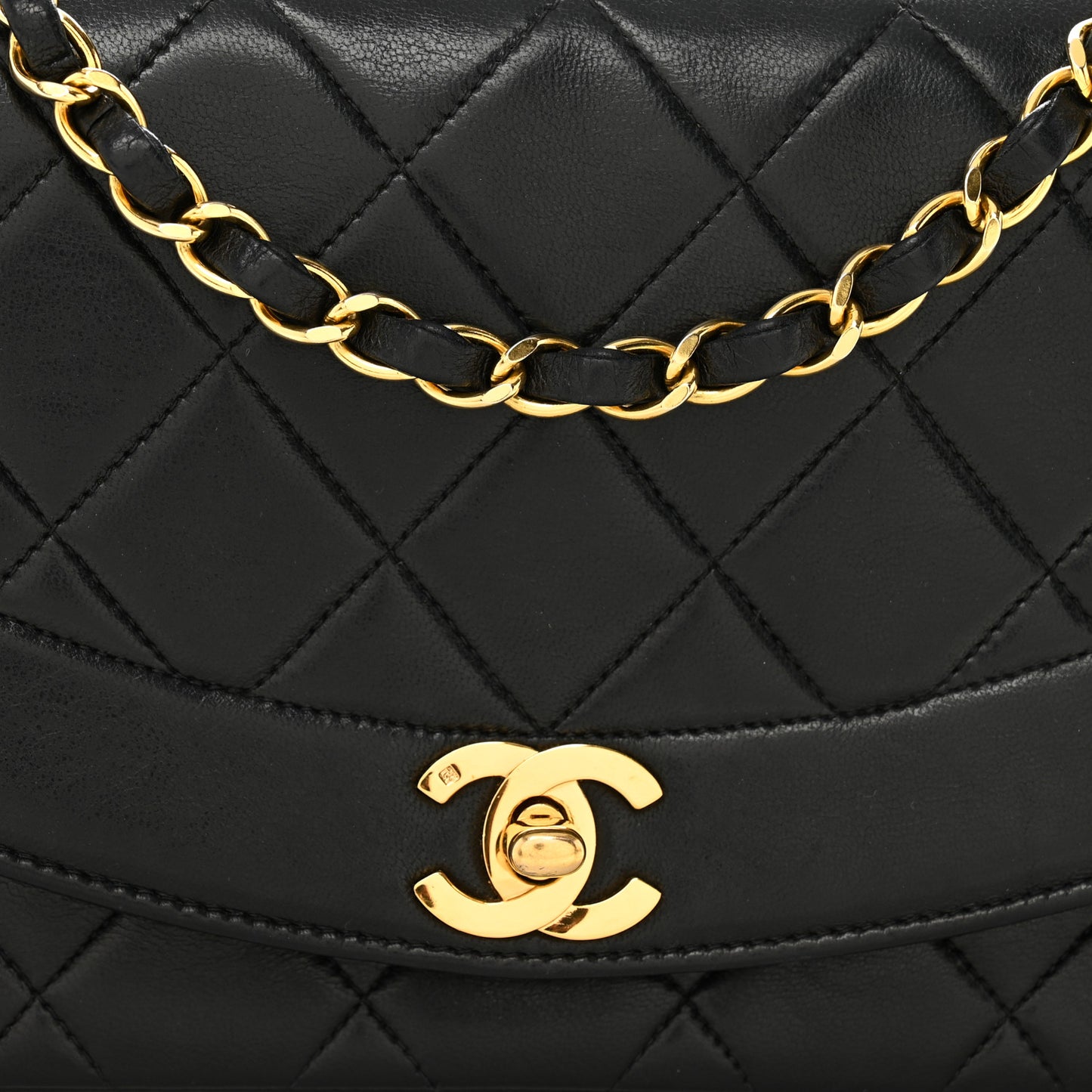 Lambskin Quilted Small Single Flap Black