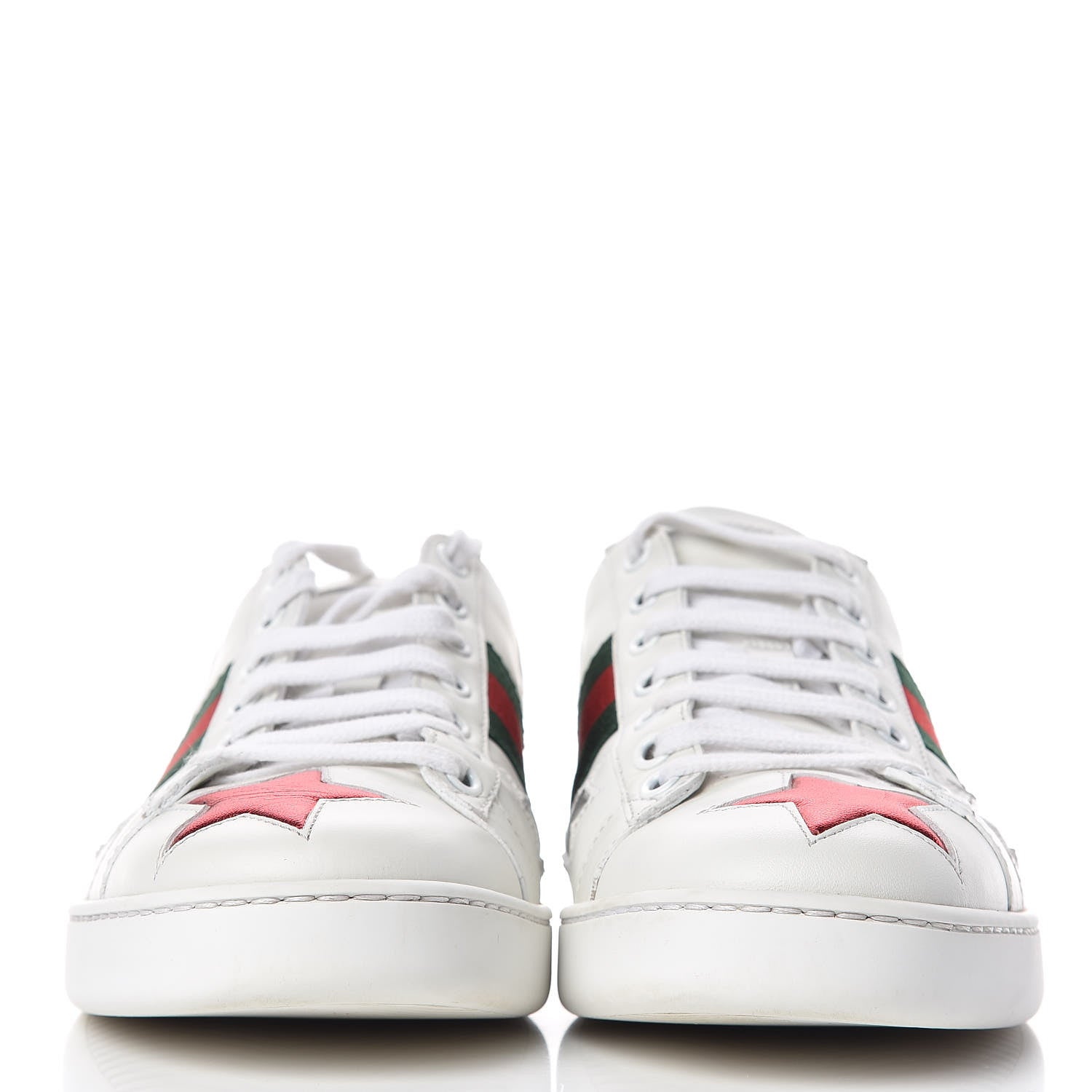 Gucci Calfskin Ayers Web Star Embroidered Womens Ace Sneakers 38 White Multi 2 of 14