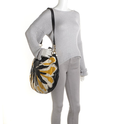 Gucci Leather Large Hysteria Top Handle Bag Black Yellow 2 of 9