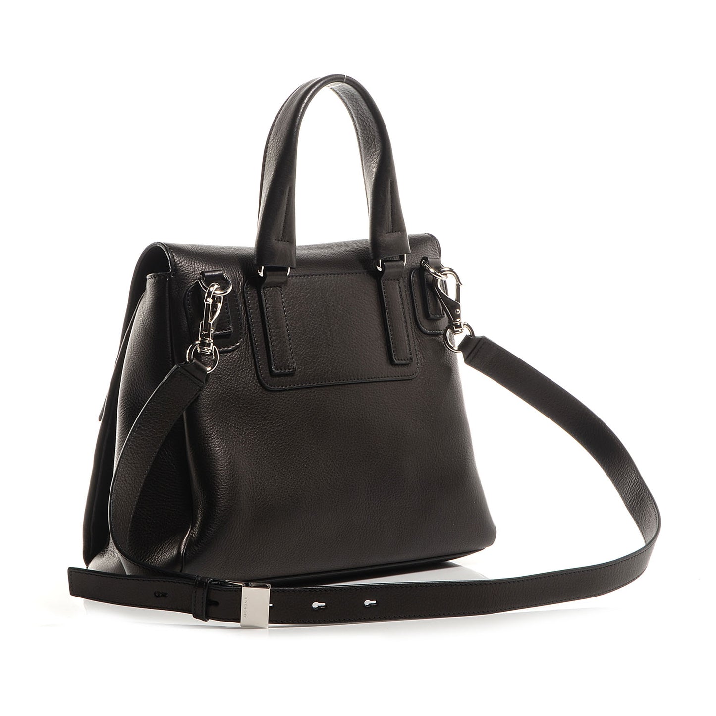 Textured Calfskin Small Pandora Pure Flap Bag Black