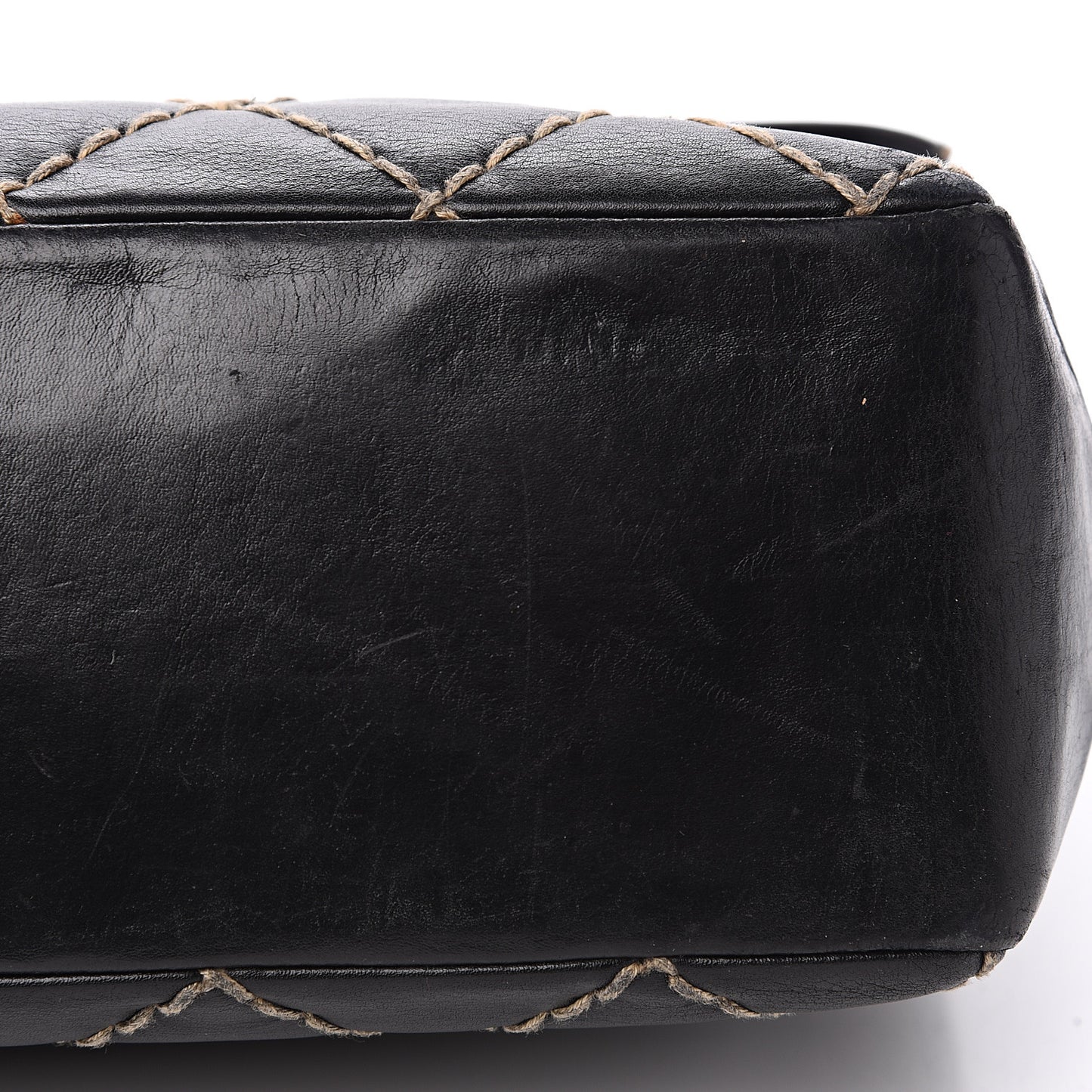 Calfskin Wild Stitch Jumbo Flap Black