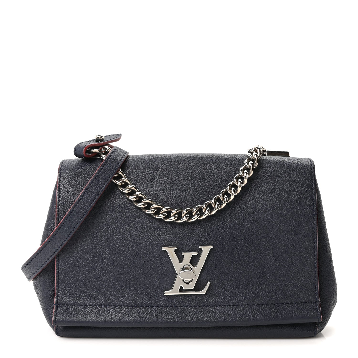 Louis Vuitton Calfskin Lockme II Chain Bag BB Marine Rouge 1 of 9