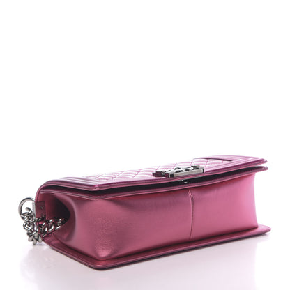 Chanel Metallic Patent Calfskin Quilted Medium Boy Flap Pink 4 of 13