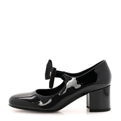 Chanel Patent Calfskin Grosgrain CC Mary Jane Pumps 39.5 Black 1 of 10