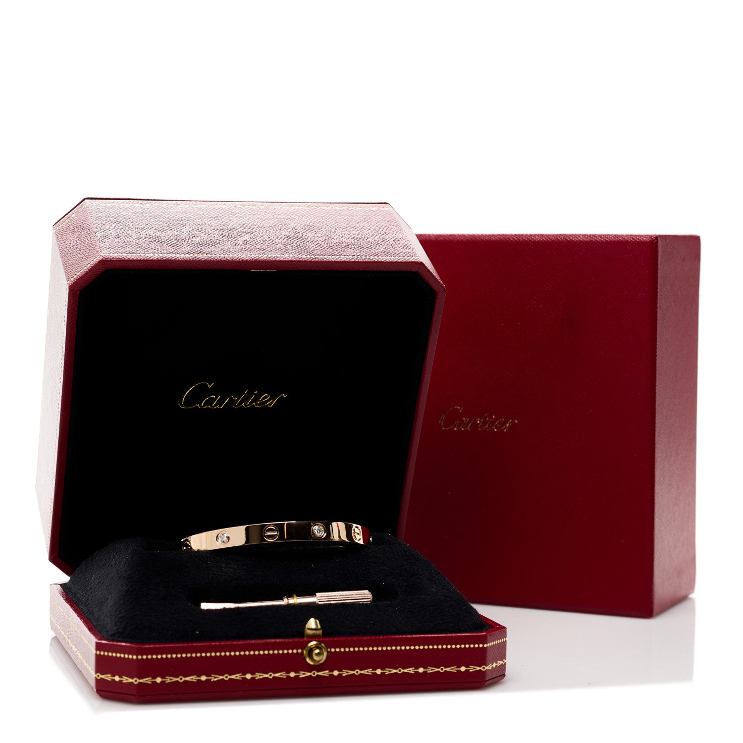 Cartier 18K Pink Gold 4 Diamond LOVE Bracelet 17 8 of 8