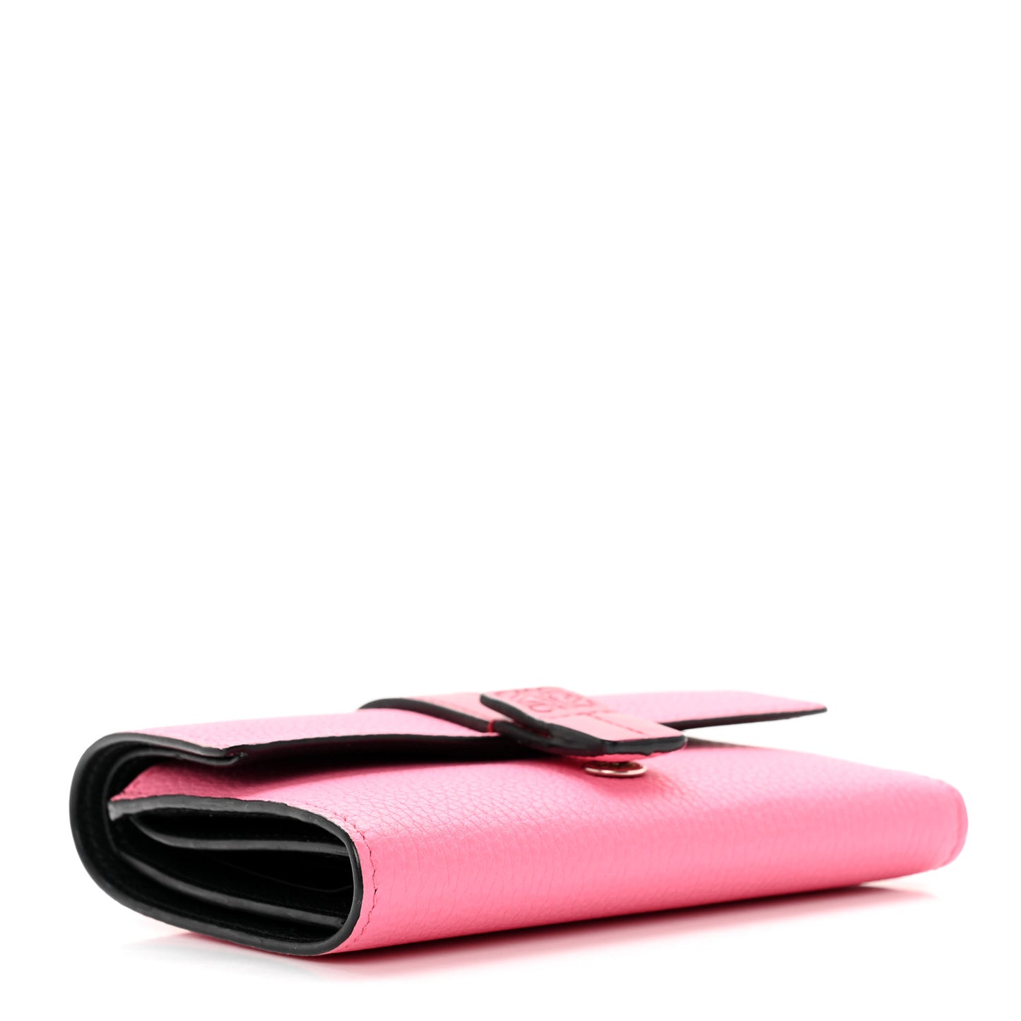 Grained Calfskin Small Vertical Wallet Wild Rose Raspberry