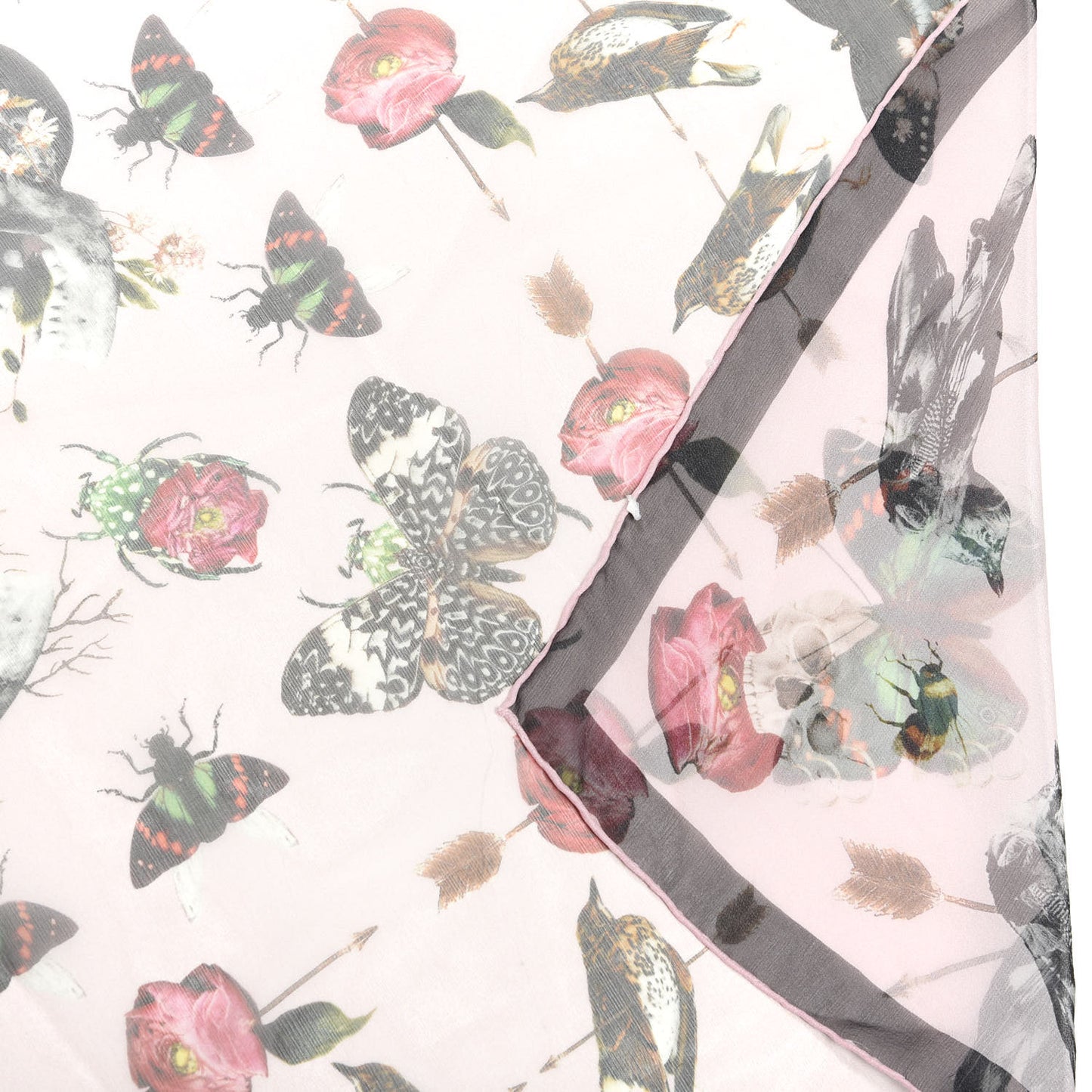 Silk Chiffon Butterfly Scarf Pink Multicolor