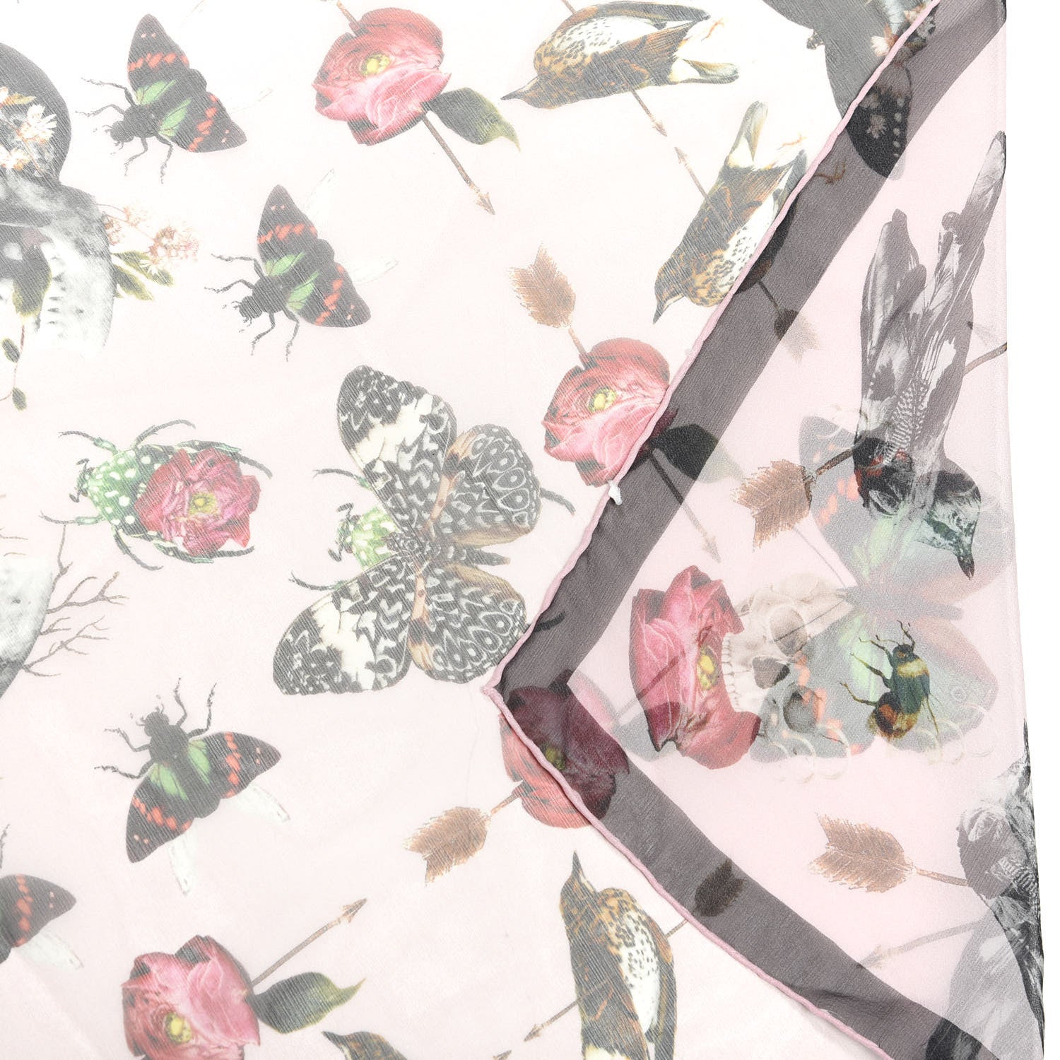Alexander McQueen Silk Chiffon Butterfly Scarf Pink Multicolor 3 of 3