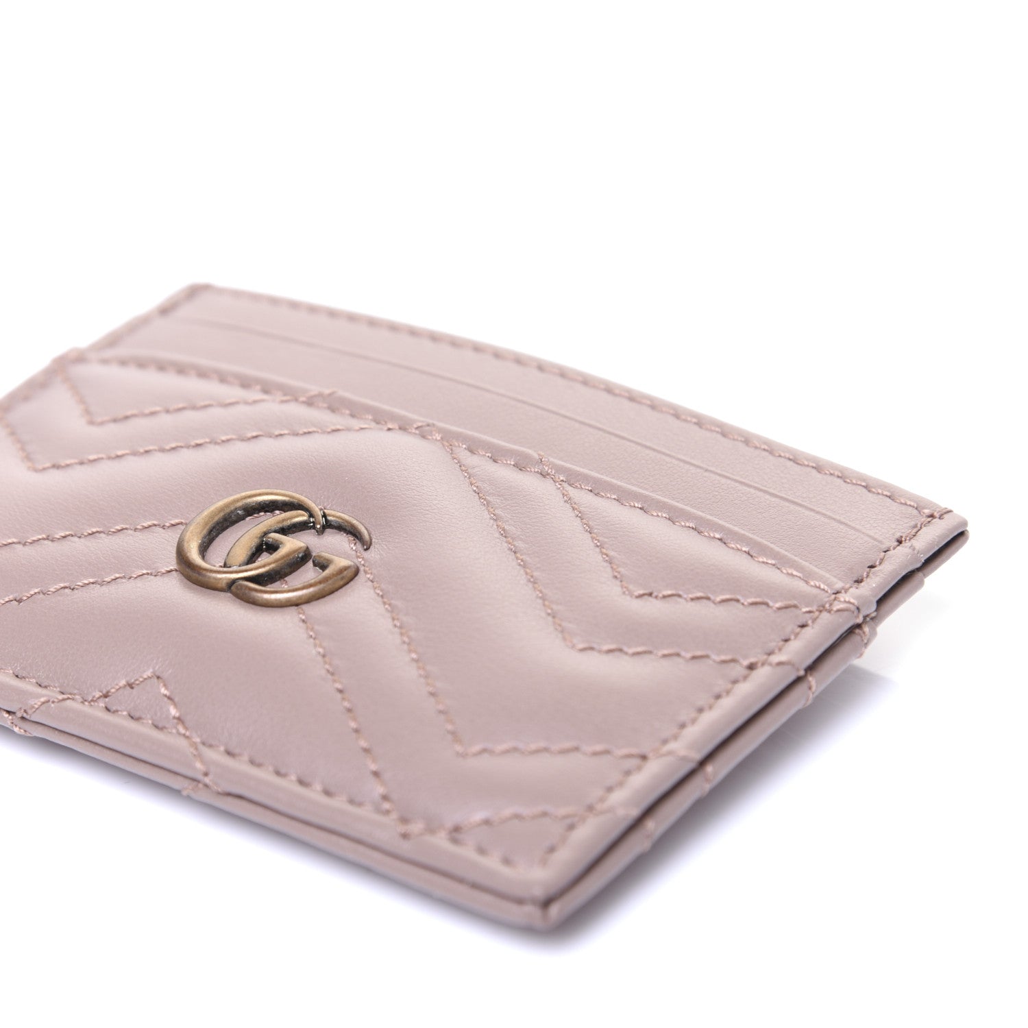 Gucci Calfskin Matelasse GG Marmont Card Holder Porcelain Rose 7 of 9