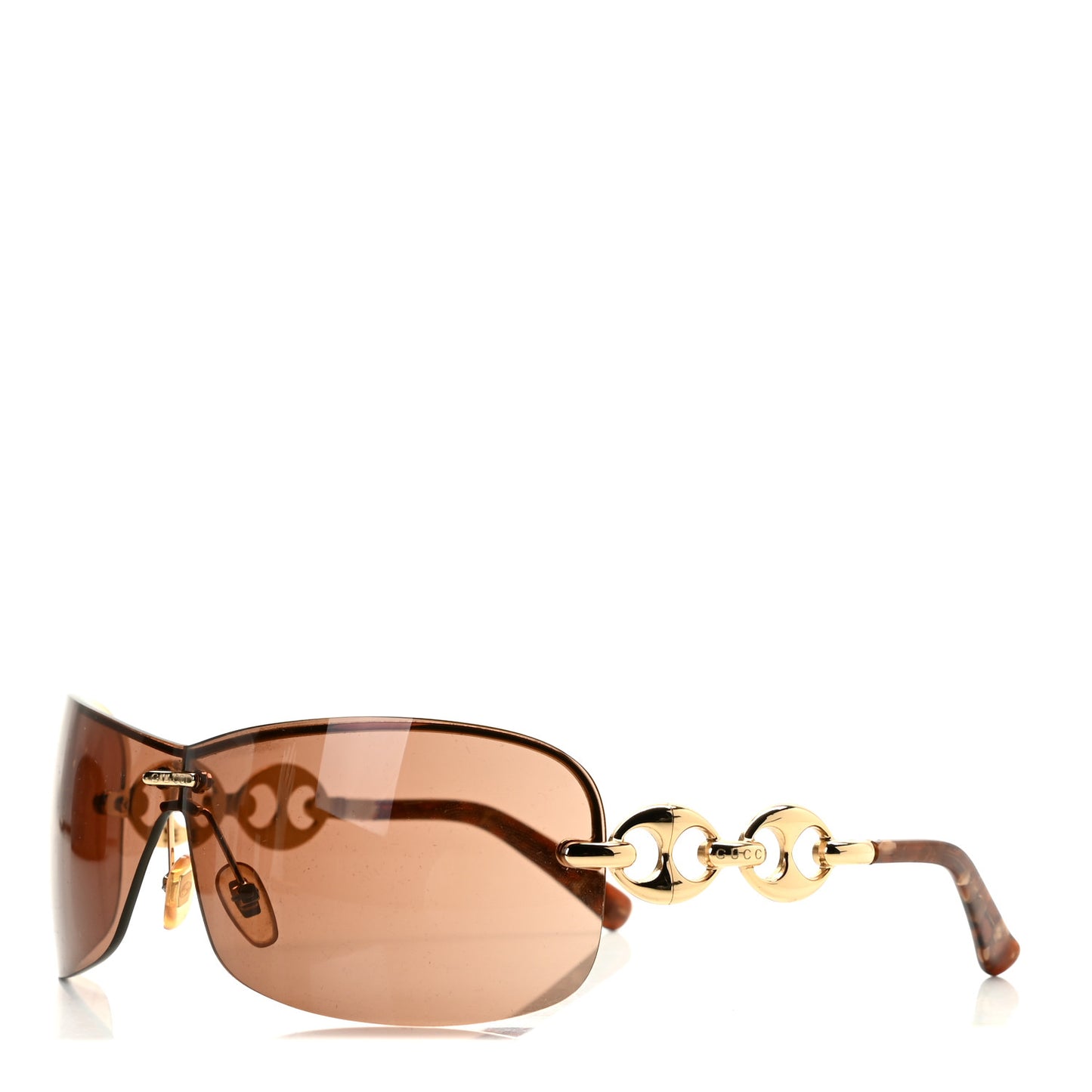Metal Semi Rimless Marina Chain Sunglasses Havana