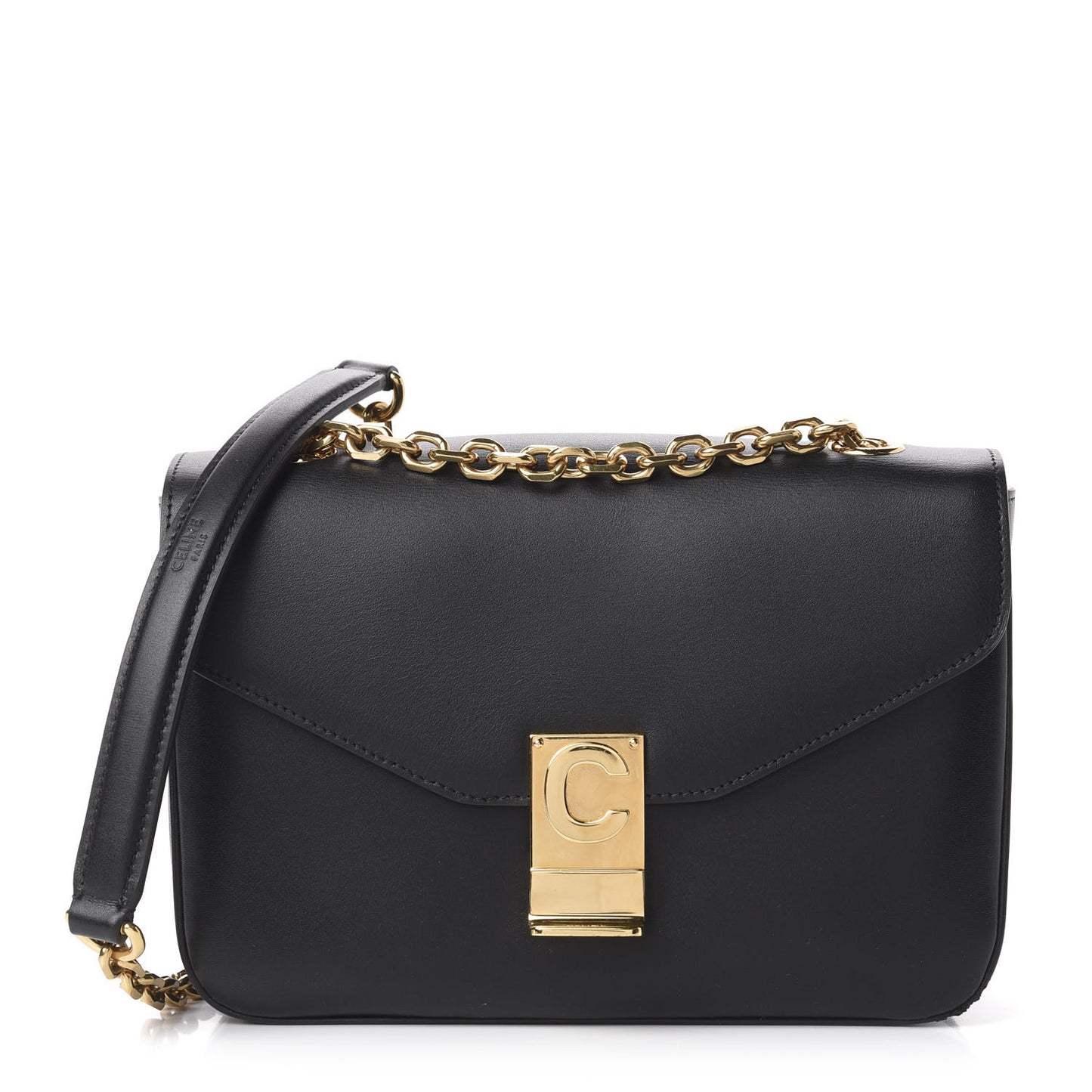 Shiny Calfskin Medium C Bag Black