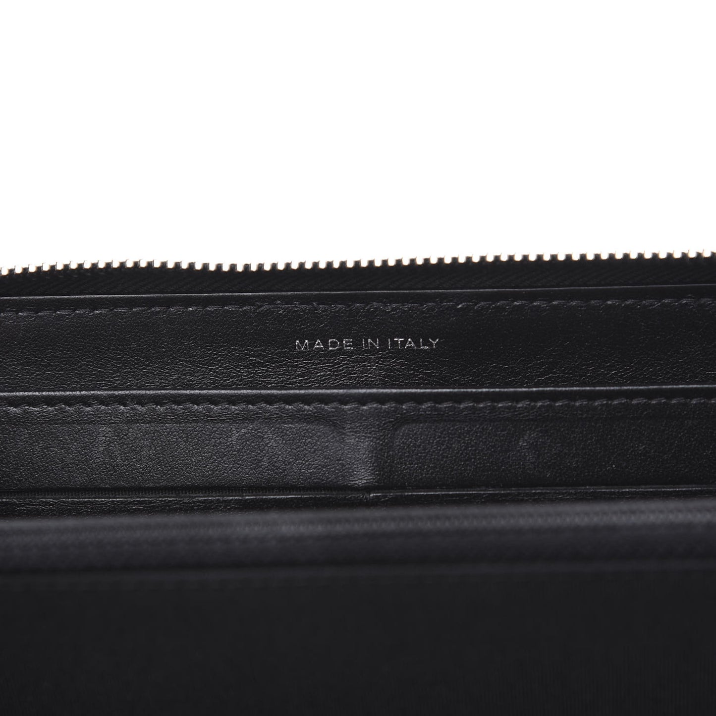 Lambskin Camellia Embossed Large Zip Around Gusset Wallet Black