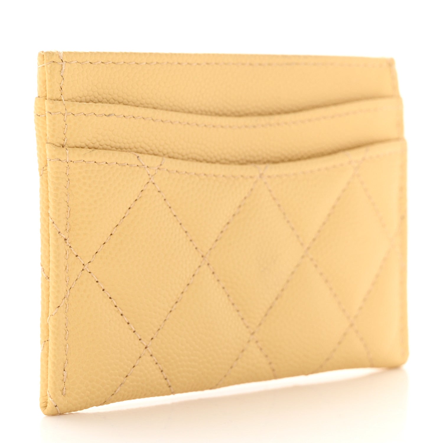 Chanel Caviar Quilted Card Holder Yellow 3 of 9