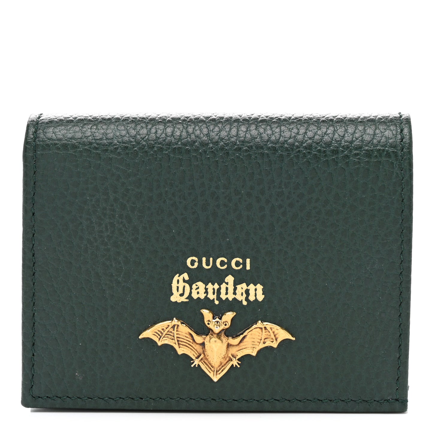 Calfskin Garden Bat Card Case Dark Green