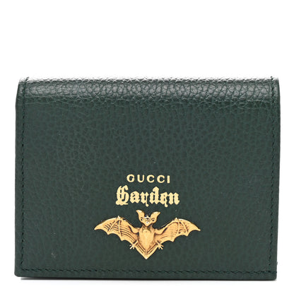 Gucci Calfskin Garden Bat Card Case Dark Green 1 of 7
