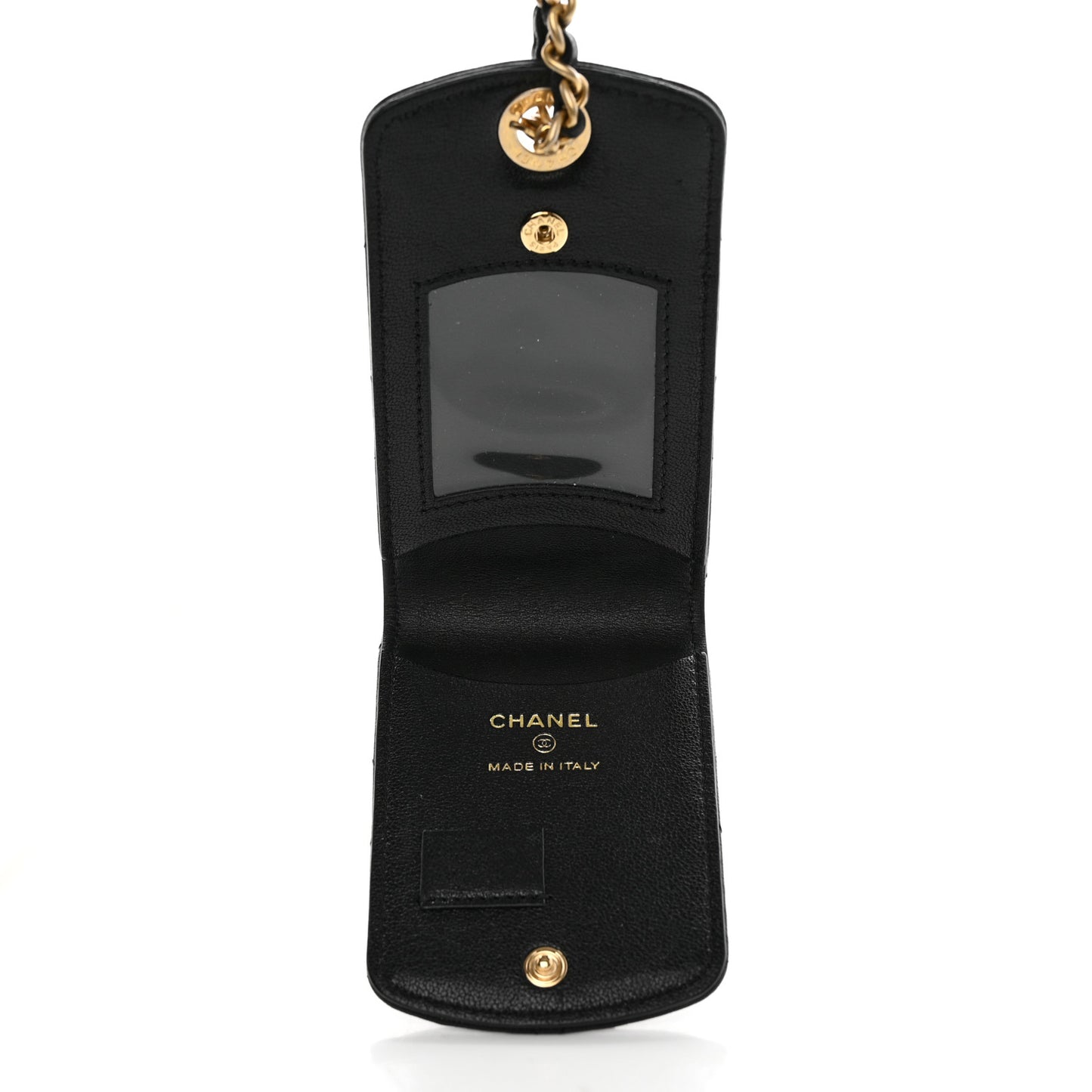Lambskin Quilted Chanel 19 Luggage Tag Black